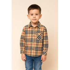 Рубашка байковая для мальчика 5–9 лет, оверсайз, свободный крой,116, Бежевый