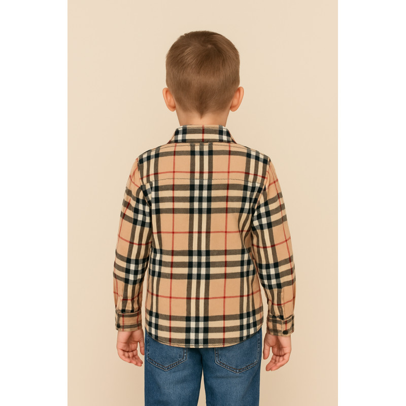 Рубашка байковая для мальчика 5–9 лет, оверсайз, свободный крой,116, Бежевый