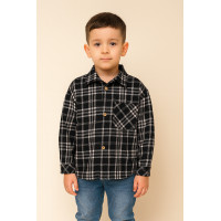 Рубашка байковая для мальчика 5–9 лет, оверсайз, свободный крой,140, Черный