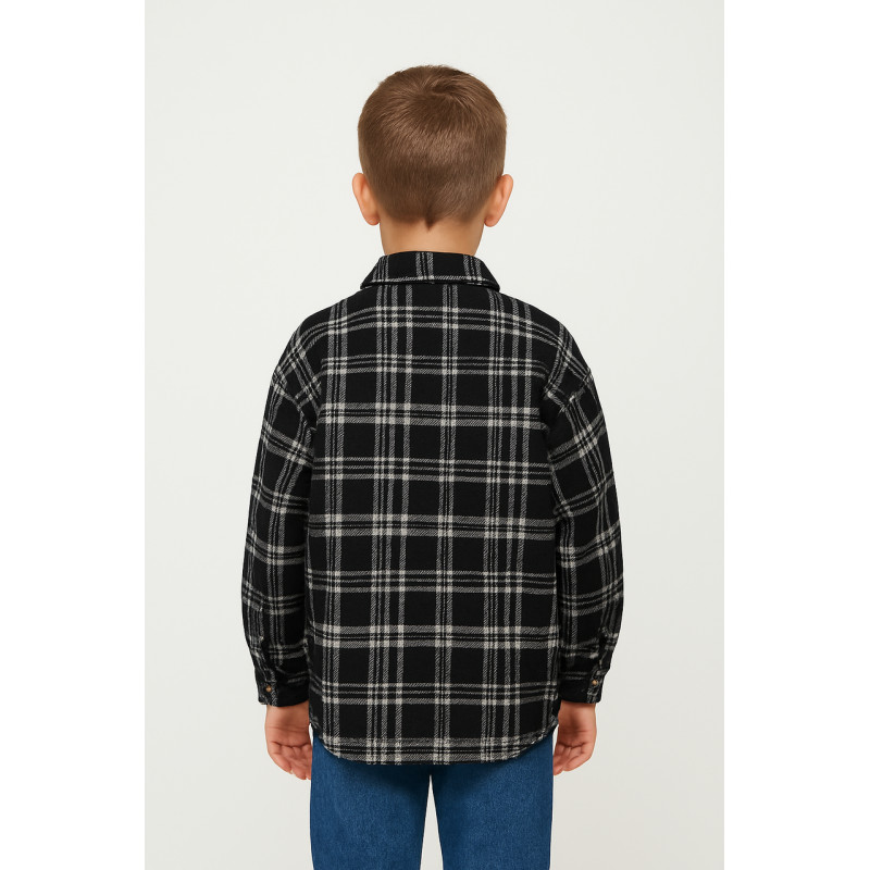 Рубашка байковая для мальчика 5–9 лет, оверсайз, свободный крой,140, Черный