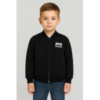 Кофта бомбер на молнии для мальчика 5–10 лет, тёплая на флисе,Черный 116