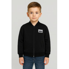 Кофта бомбер на молнии для мальчика 5–10 лет, тёплая на флисе,Черный 116
