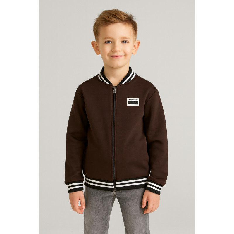 Бомбер кофта на молнии для мальчика 5-10 лет, теплая на флисе, школьная одежда,Серый,  140