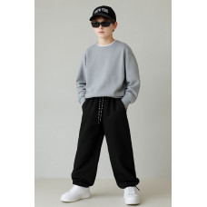 Штаны спортивные K.D.B.B. широкие багги для мальчика 10-17 лет, хлопок, с кулиской внизу,Черный, 146