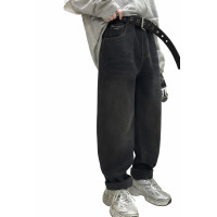 Джинсы LNYB мом теплые широкие скейтеры для мальчика 11-17 лет, на флисе,Темно-серый 158