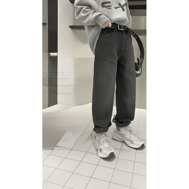 Джинсы LNYB мом теплые широкие скейтеры для мальчика 11-17 лет, на флисе,Темно-серый 158