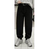 Джинсы LNYB мом теплые широкие скейтеры для мальчика 11-17 лет, на флисе,Черный 176