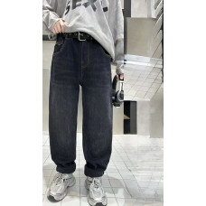 Джинсы LNYB мом теплые широкие скейтеры для мальчика 11-17 лет, на флисе,Темно-синий 158