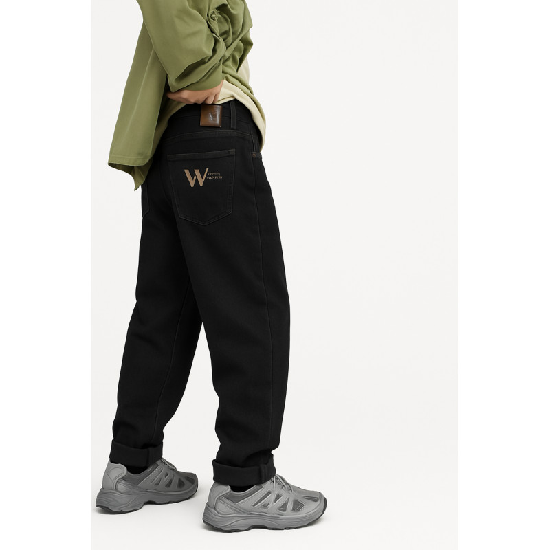 Джинсы LNYB мом теплые широкие для мальчика 11–17 лет на флисе, скейтерские зимние,Черный 146