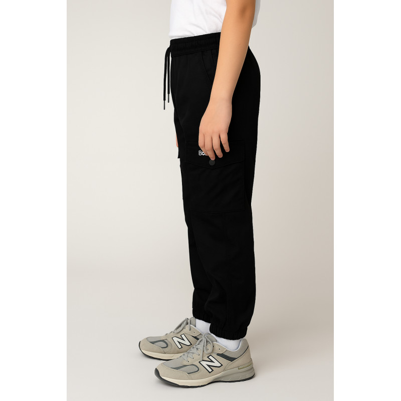 Брюки карго Alder широкие багги зимние на флисе для мальчика 10–15 лет, плащёвка, евроманжет,Черный 170