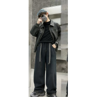 Джинсы LNYB багги теплые на флисе для мальчика 9-14 лет скейтерские широкие,Темно-синий 164