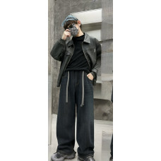 Джинсы LNYB багги теплые на флисе для мальчика 9-14 лет скейтерские широкие,Темно-синий 164