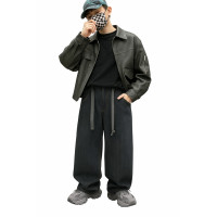 Джинсы LNYB багги теплые на флисе для мальчика 9-14 лет скейтерские широкие,Серый 140