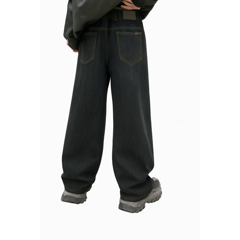 Джинсы LNYB багги теплые на флисе для мальчика 9-14 лет скейтерские широкие,Серый 140