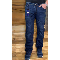 Джинси Aviwgos чоловічі теплі зимові на флісі всередині, прямі, щільний денім,29 Синій