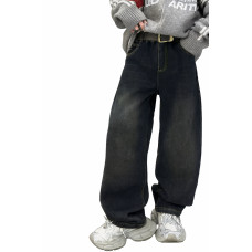 Джинси LNYB скейтери теплі широкі на флісі для хлопчика 11–17 років, Темно-синій 152