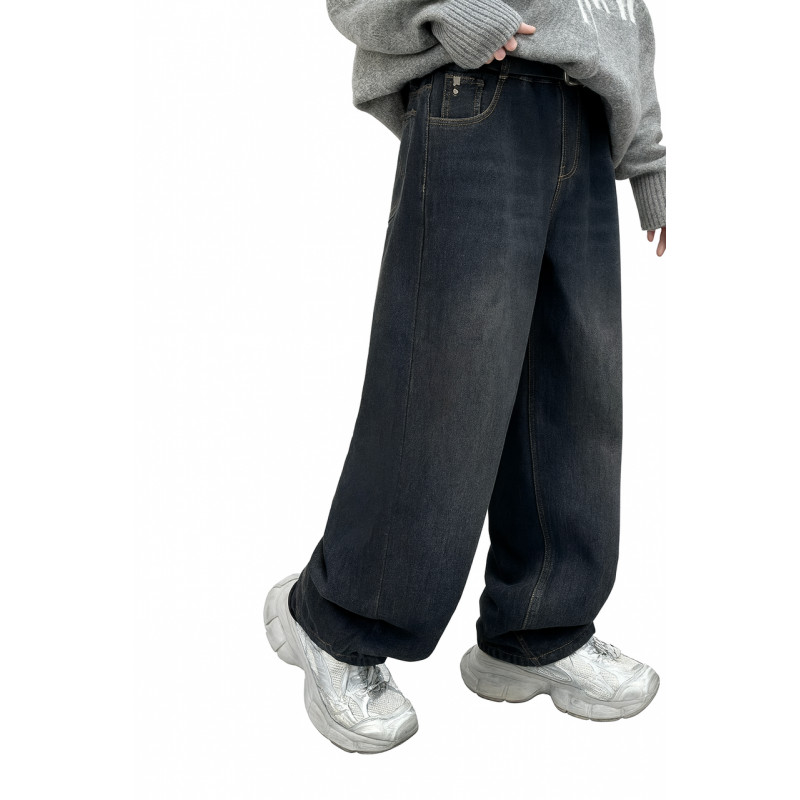 Джинси LNYB скейтери теплі широкі на флісі для хлопчика 11–17 років, Темно-синій 152