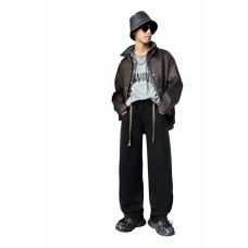 Джинсы XJQ багги теплые широкие на плюше для мальчика 11–18 лет скейтеры зимние,Черный 152