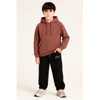 Спортивные штаны SQWZ для мальчика 11–18 лет — тёплые широкие багги скейтеры на плюше,Черный, 152