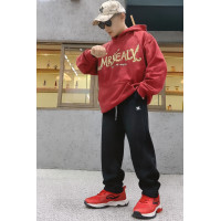 Спортивные штаны SQWZ багги для мальчика 11–18 лет тёплые на велюре с кулиской,Черный, 152