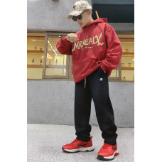 Спортивные штаны SQWZ багги для мальчика 11–18 лет тёплые на велюре с кулиской,Черный, 152