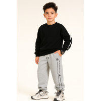 Спортивные штаны SNP для мальчика 10–14 лет — тёплые широкие скейтеры на флисе с кулиской внизу,Серый, 140