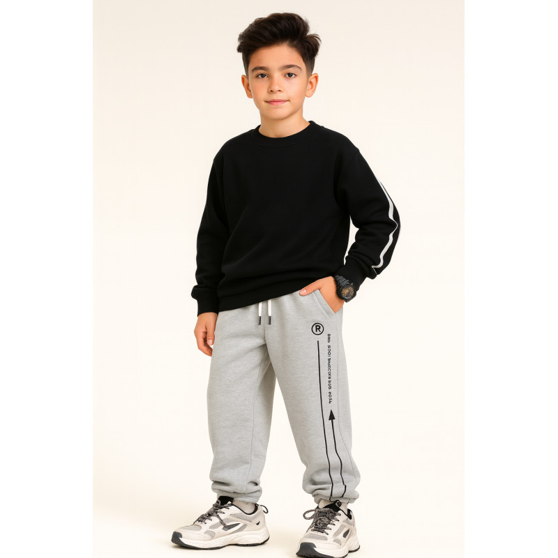 Спортивные штаны SNP для мальчика 10–14 лет — тёплые широкие скейтеры на флисе с кулиской внизу,Черный, 164