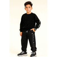 Спортивные штаны SNP для мальчика 10–14 лет — тёплые широкие скейтеры на флисе с кулиской внизу,Черный, 164