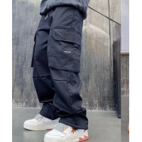 Брюки широкие карго Alder багги теплые уличный стиль мальчику 10-17 лет скейтеры на флисе, Черный 152