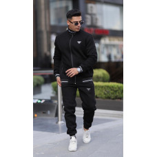 Костюм спортивный Ing Drop мужской тёплый на флисе, воротник-стойка, без капюшона, S–XXL,XXL, Черный