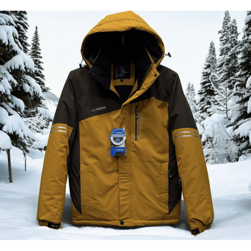 Куртка мужская зимняя Audsa термо мембрана с карманами размеры M–3XL,Горчичный XXL