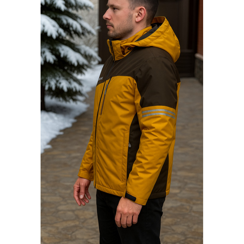 Куртка мужская зимняя Audsa термо мембрана с карманами размеры M–3XL,Горчичный M