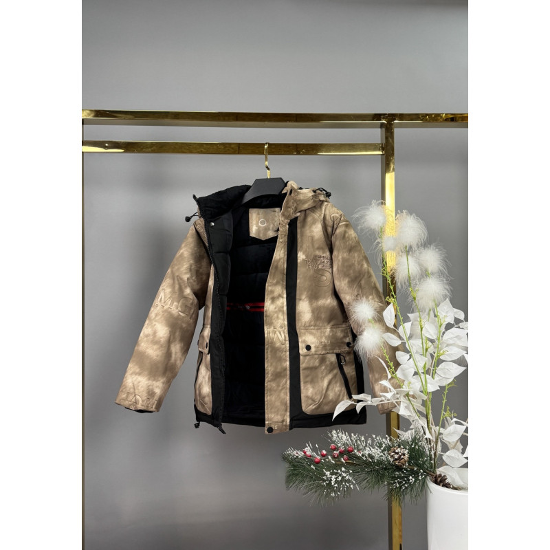 Куртка TH&TY зимняя для мальчика 8-11 лет, оверсайз, с очками, теплая на холофайбере,Горчичный, 128