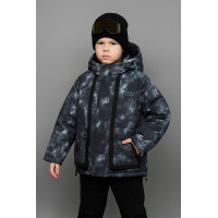 Куртка TH&TY зимняя для мальчика 8-11 лет, оверсайз, с очками, теплая на холофайбере,Серый, 128