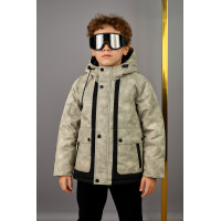 Куртка TH&TY зимняя для мальчика 8-11 лет, оверсайз, с очками, теплая на холофайбере,Зеленый, 128