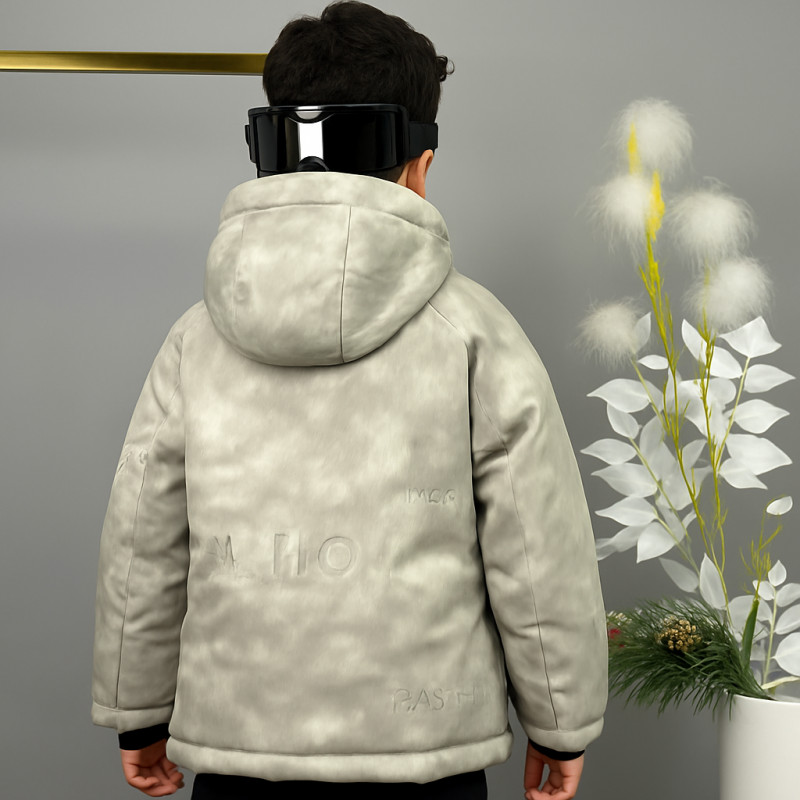 Куртка TH&TY зимняя для мальчика 8-11 лет, оверсайз, с очками, теплая на холофайбере,Зеленый, 128