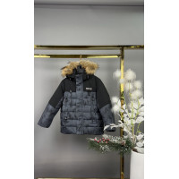 Куртка WKAS зимняя детская с натуральным мехом, флисовая подкладка, холофайбер, от 3 до 7 лет,Темно-серый, 104