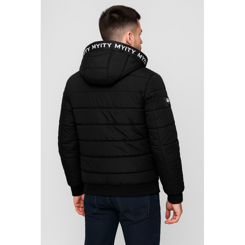 Мужская зимняя куртка Myst, короткая модель с манжетами, утеплитель холофайбер, Турция,Черный,5XL