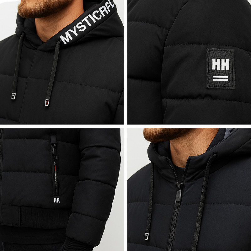 Мужская зимняя куртка Myst, короткая модель с манжетами, утеплитель холофайбер, Турция,Черный,L