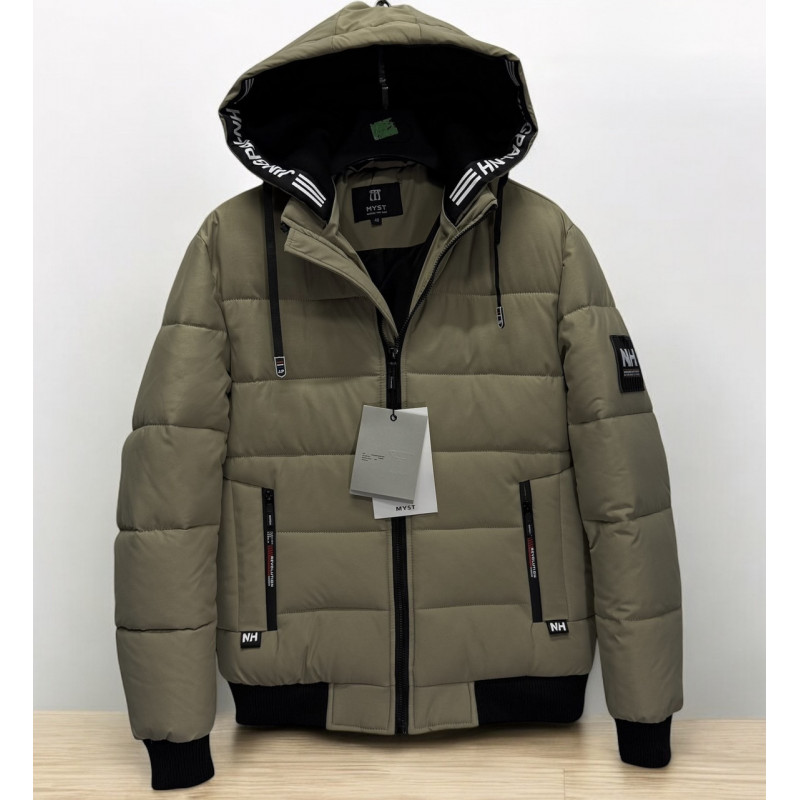 Мужская зимняя куртка Myst, короткая модель с манжетами, утеплитель холофайбер, Турция,Оливковый,L