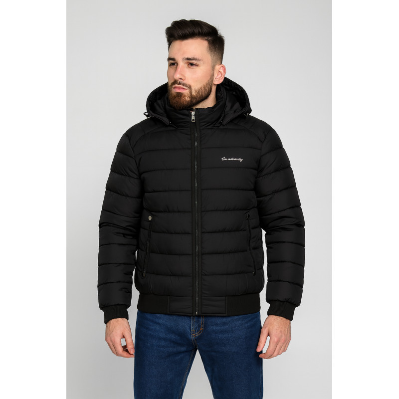 Куртка єврозима Saz чоловіча, холофайбер, м'яка тканина, манжети, зручна для авто,Чорний, XL