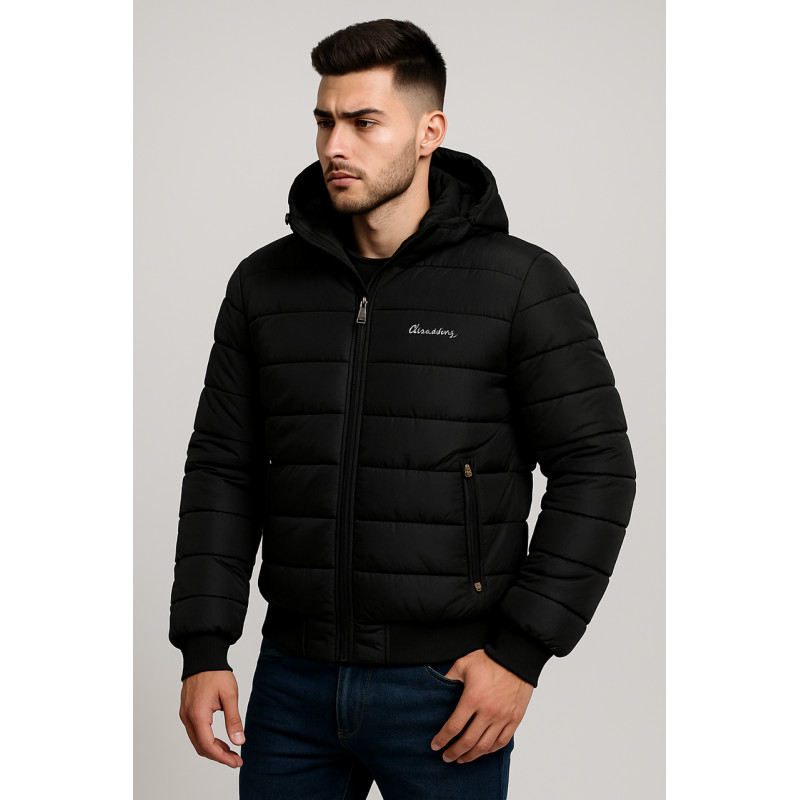 Куртка єврозима Saz чоловіча, холофайбер, м'яка тканина, манжети, зручна для авто,Чорний,XXL