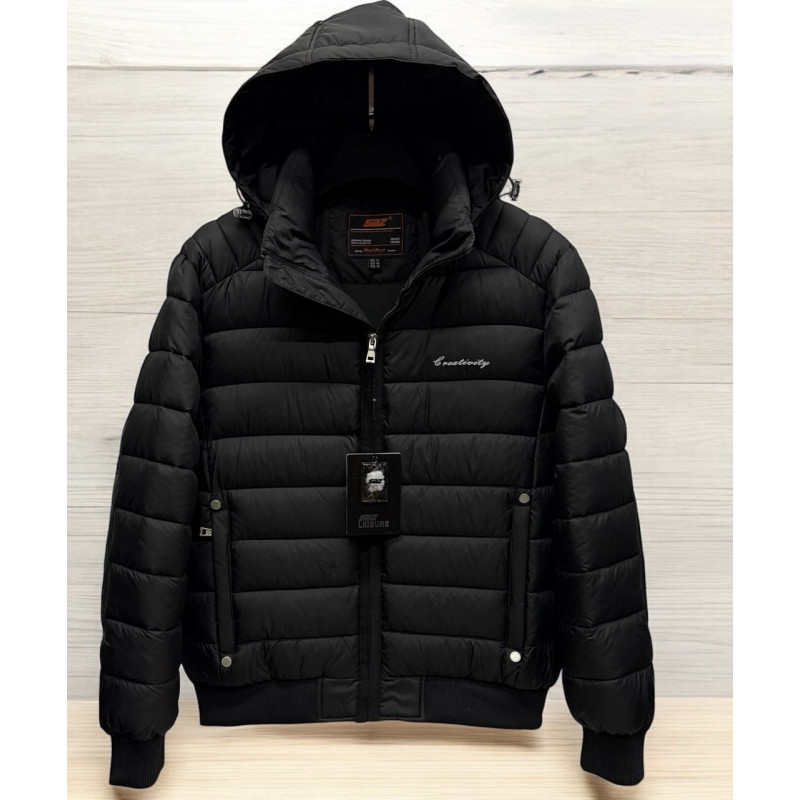 Куртка єврозима Saz чоловіча, холофайбер, м'яка тканина, манжети, зручна для авто,Чорний,XXL