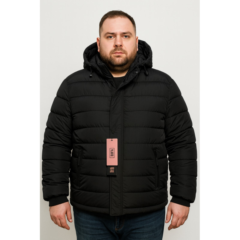 Куртка зимняя Boos & Jack мужская больших размеров 5XL-10XL с утеплителем тинсулейт,Черный,5XL