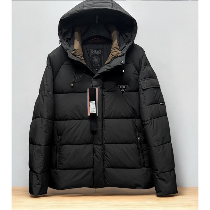 Куртка зимняя Boos & Jack мужская больших размеров 4XL-9XL  тинсулейт, капюшон отстёгивается, Черный,5XL