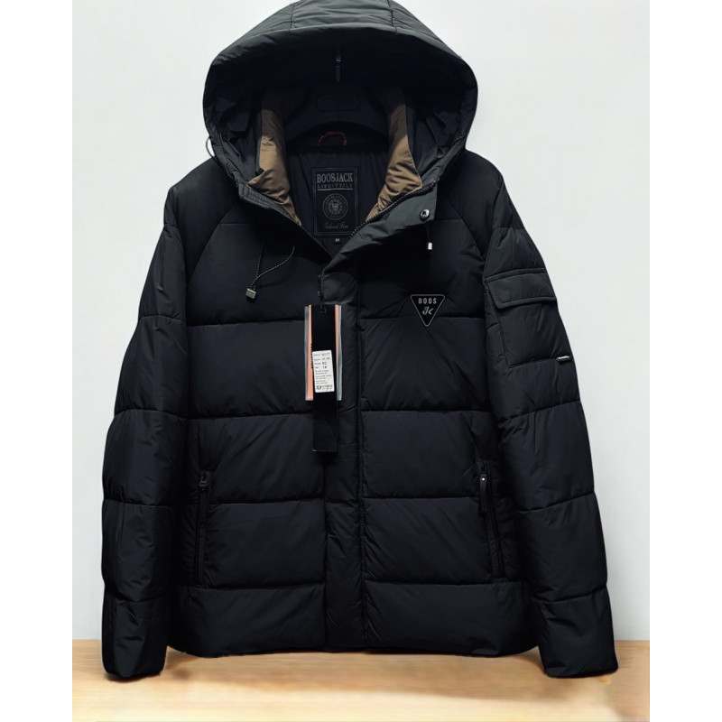 Куртка зимняя Boos & Jack мужская больших размеров 4XL-9XL  тинсулейт, капюшон отстёгивается, Черный,6XL