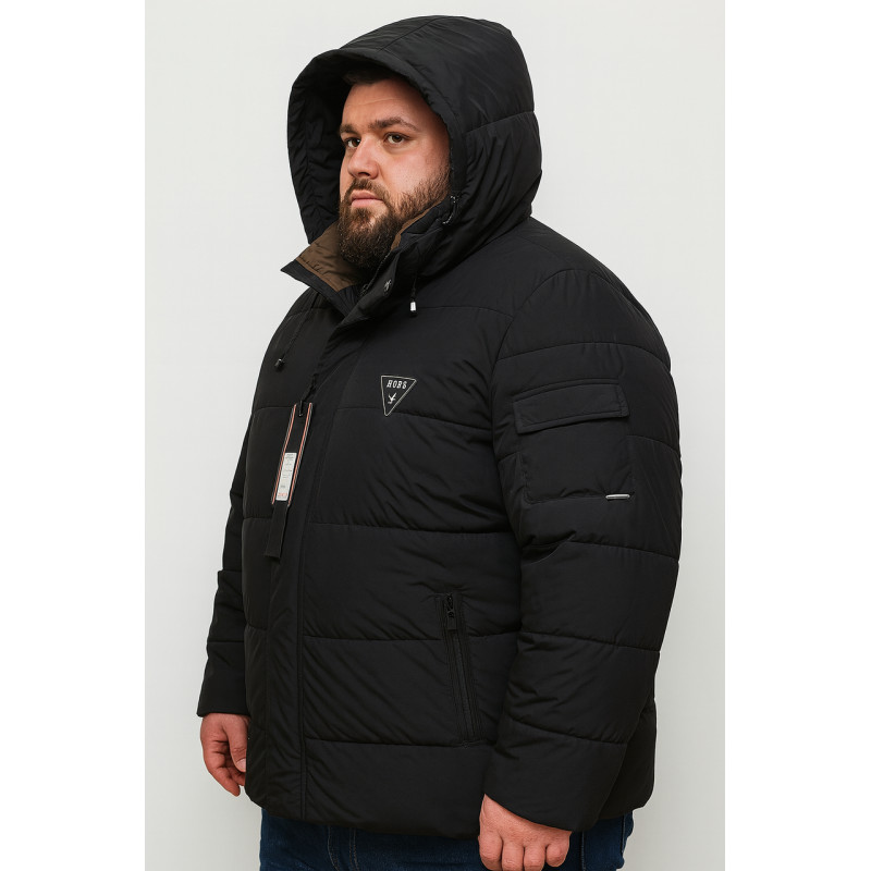 Куртка зимняя Boos & Jack мужская больших размеров 4XL-9XL  тинсулейт, капюшон отстёгивается, Темно-синий,6XL