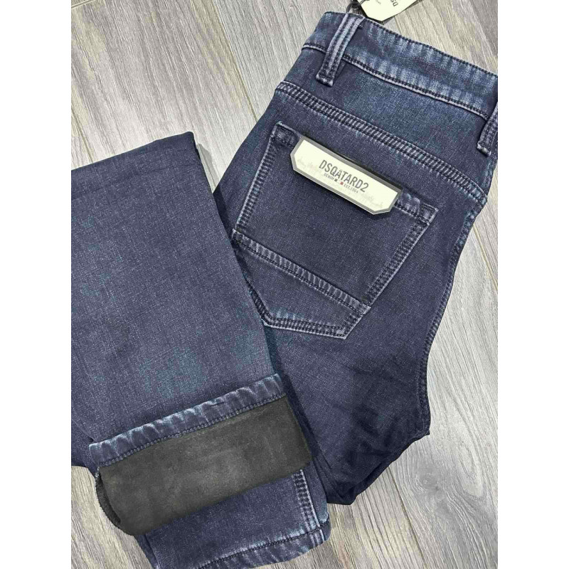 Джинси чоловічі DSGATARD2 теплі на флісі, зріст 36, зимові прямі,36 Синій