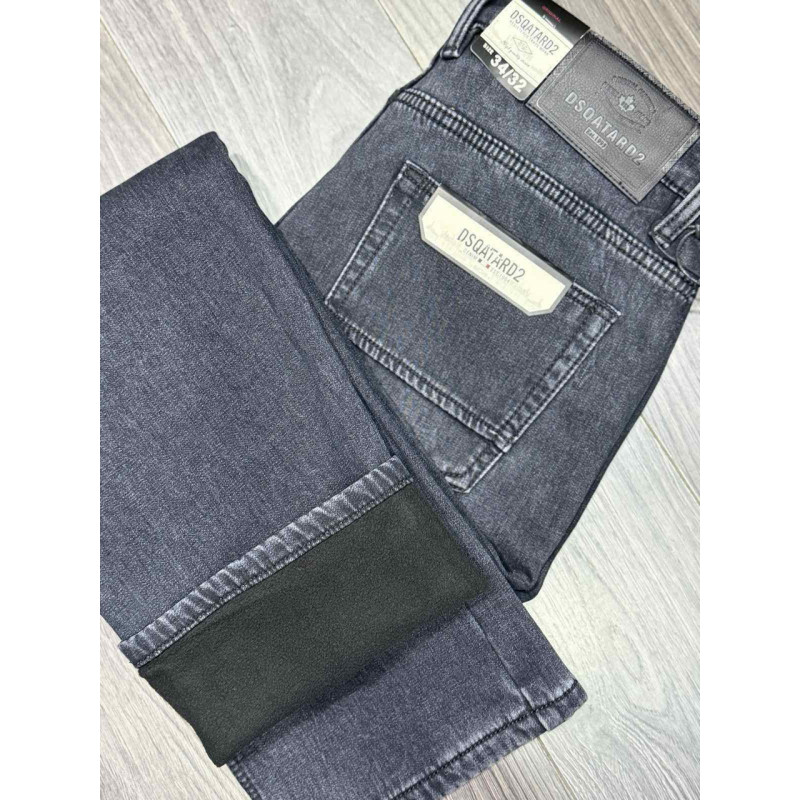 Джинсы мужские DSGATARD2 теплые на флисе, большие размеры, рост 32,38  Графит