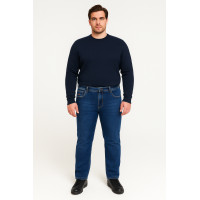 Джинсы мужские BaronJNS теплые на флисе, большие размеры 5XL-9XL , зимние прямые,48  Синий